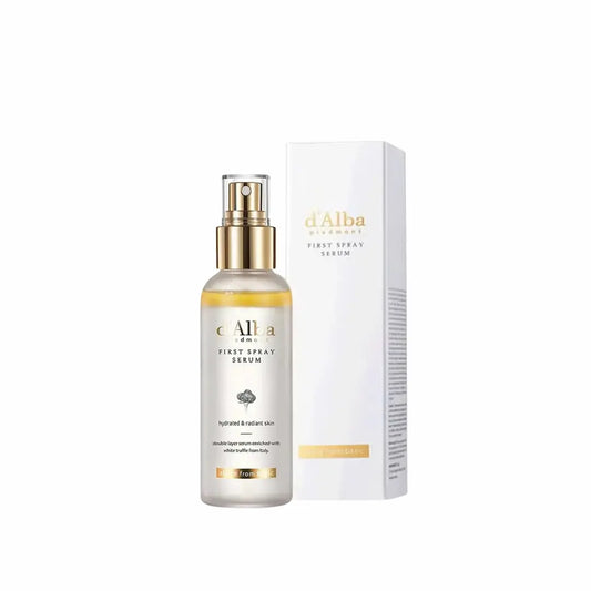 d’Alba White Truffle First Spray Serum applied on skin – glowing and refreshed Korean skincare mist