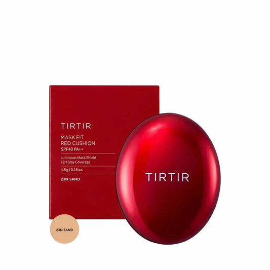 TIRTIR Mask Fit Red Cushion packaging box in red and silver design
