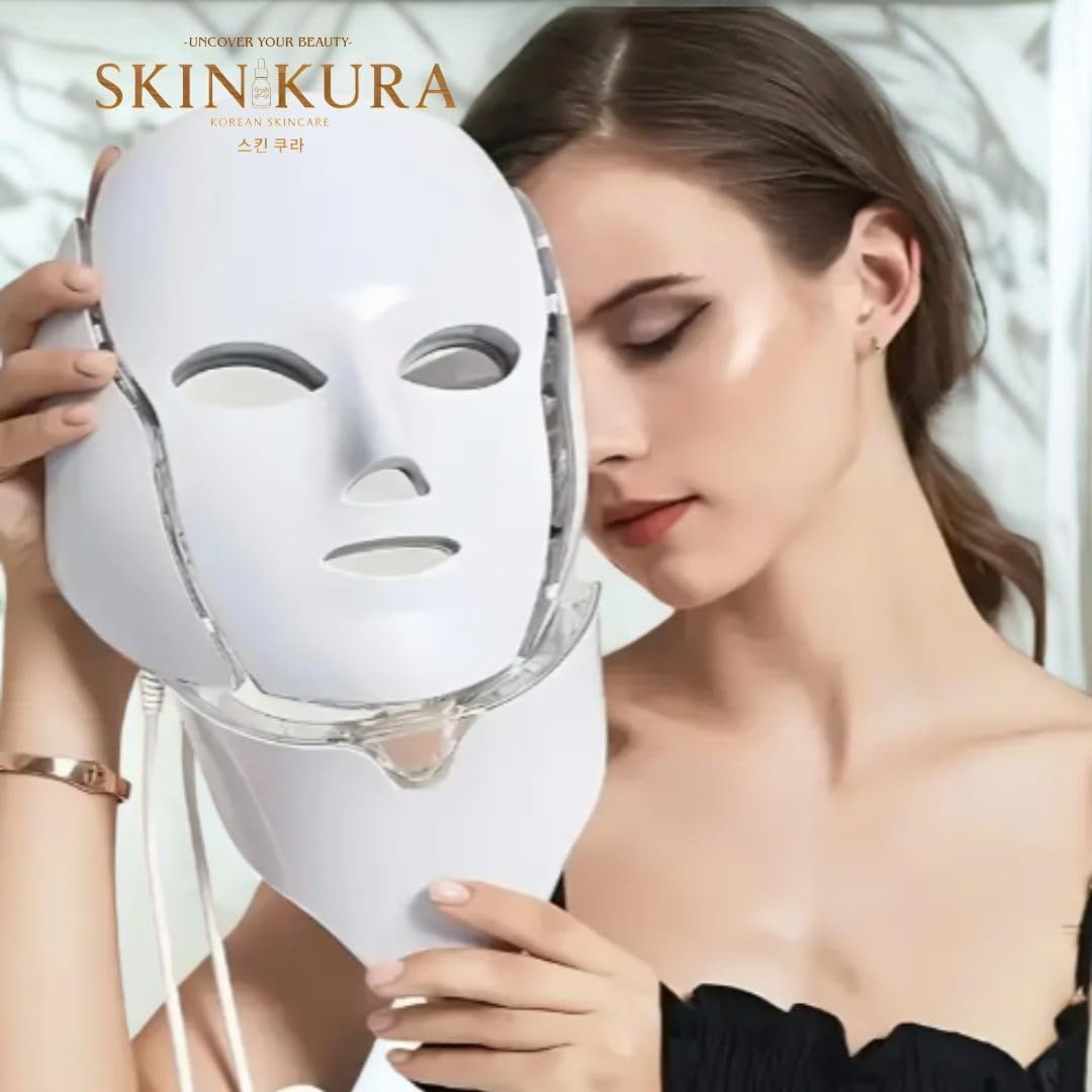 Skinkura LED Facial Mask with microcurrent electrodes for facial toning