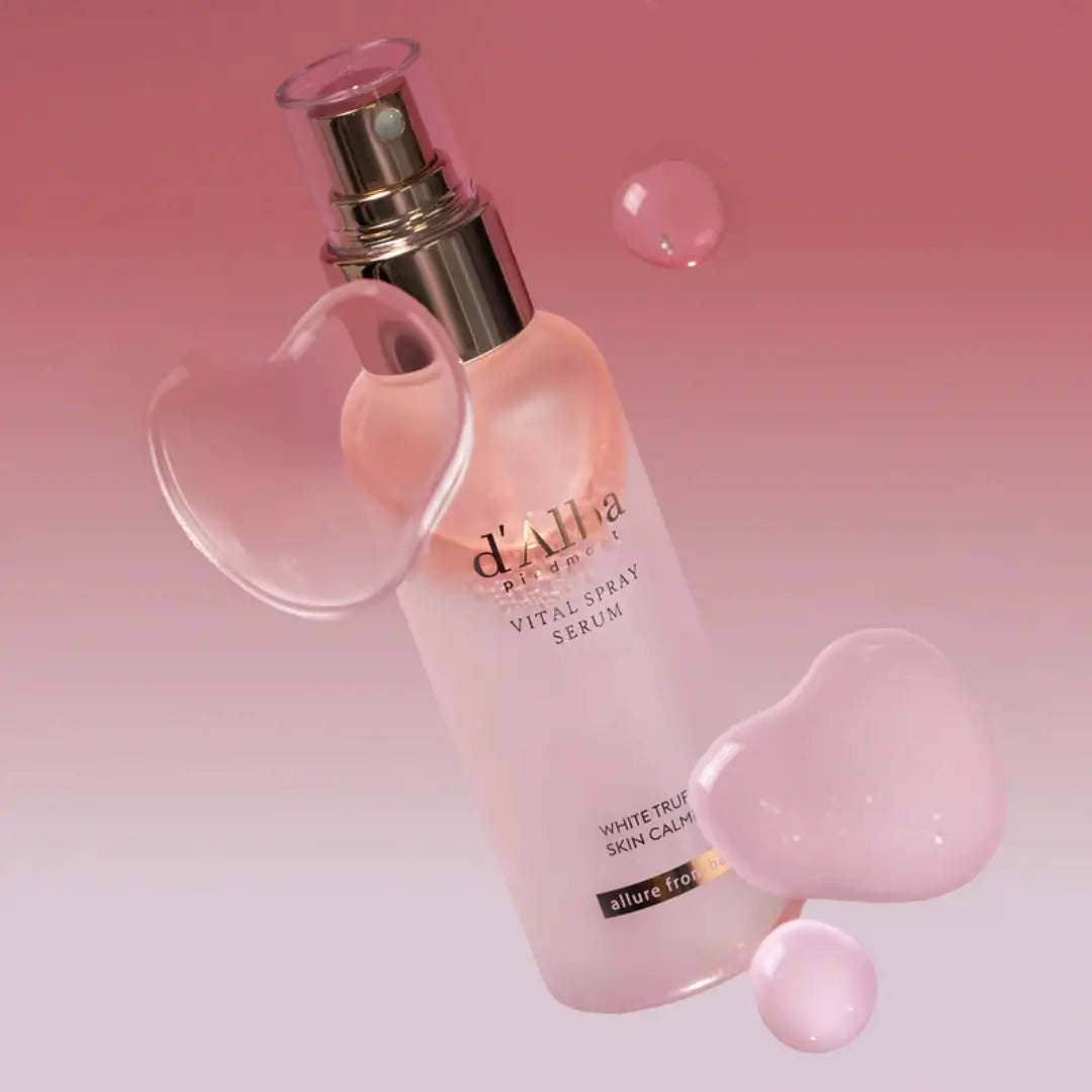 Woman using d’Alba White Truffle Vital Spray Serum for refreshed skin